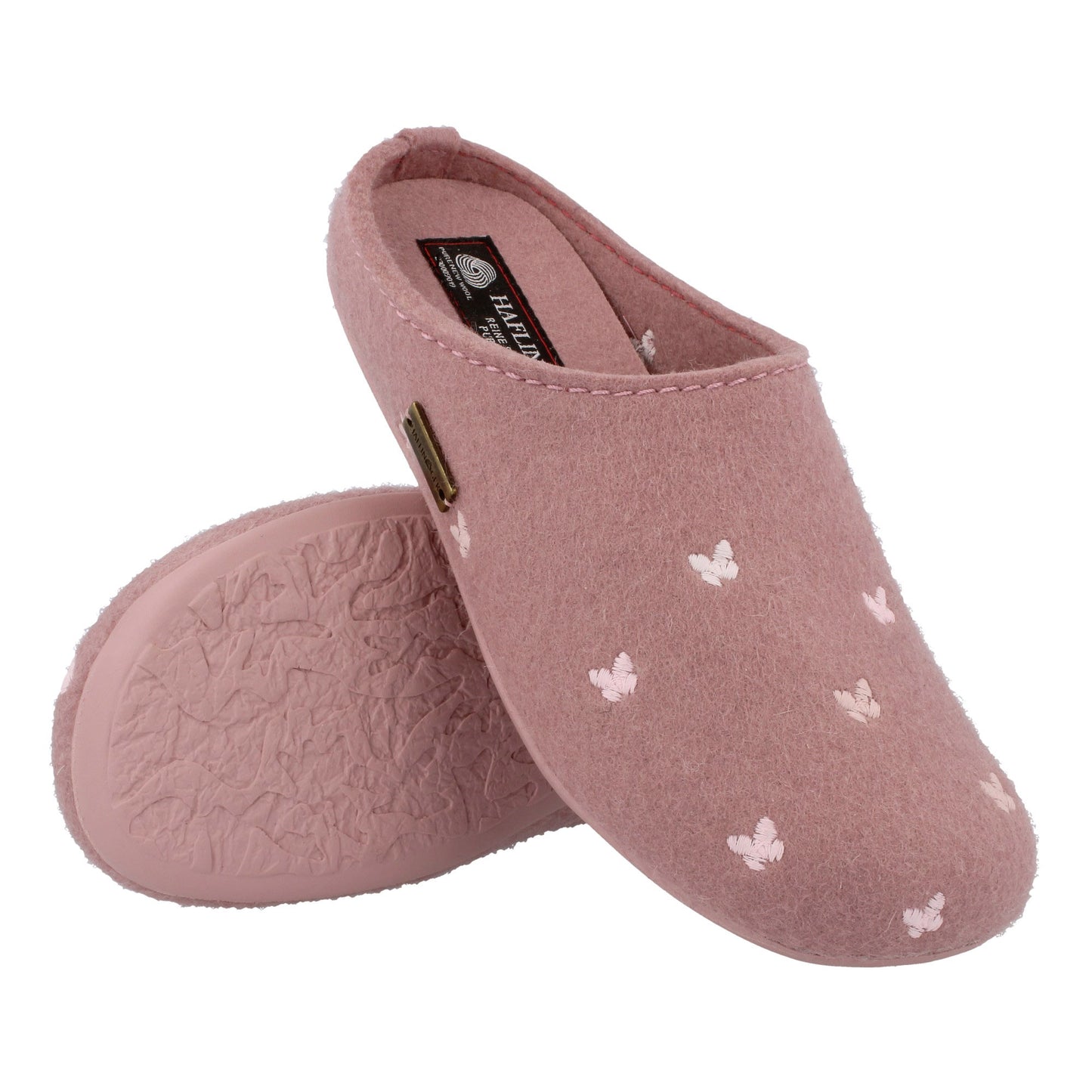 Haflinger Everst Api home slippers unisex butterly motif pink rubber sole