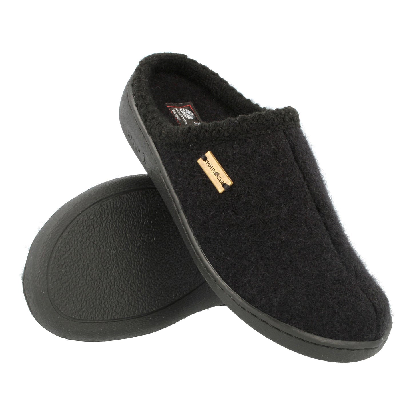 Haflinger AT home slippers unisex hard sole wool black