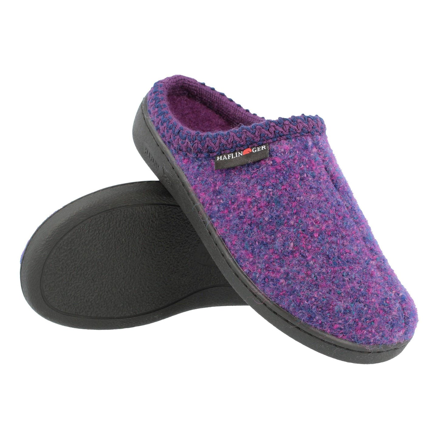 Haflinger AT home slippers unisex hard sole wool purple