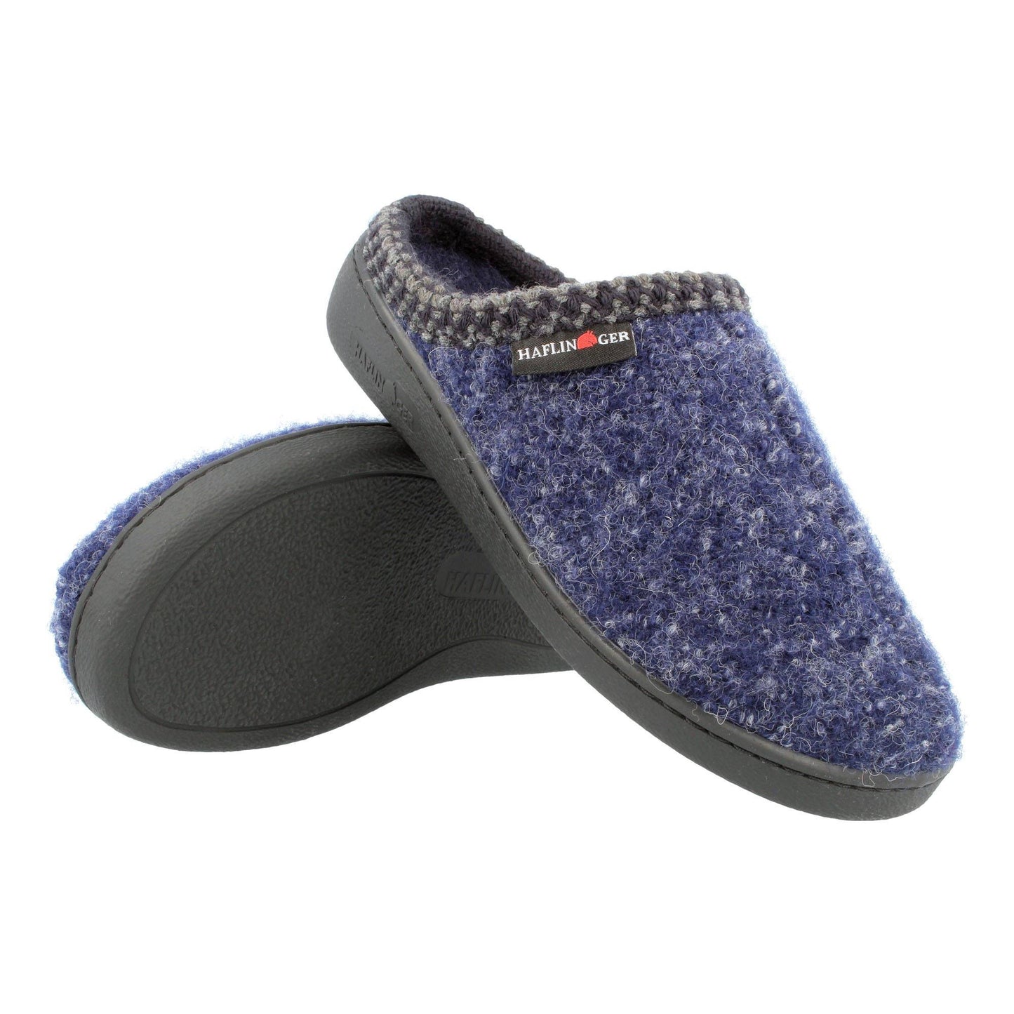 Haflinger AT home slippers unisex hard sole wool blue