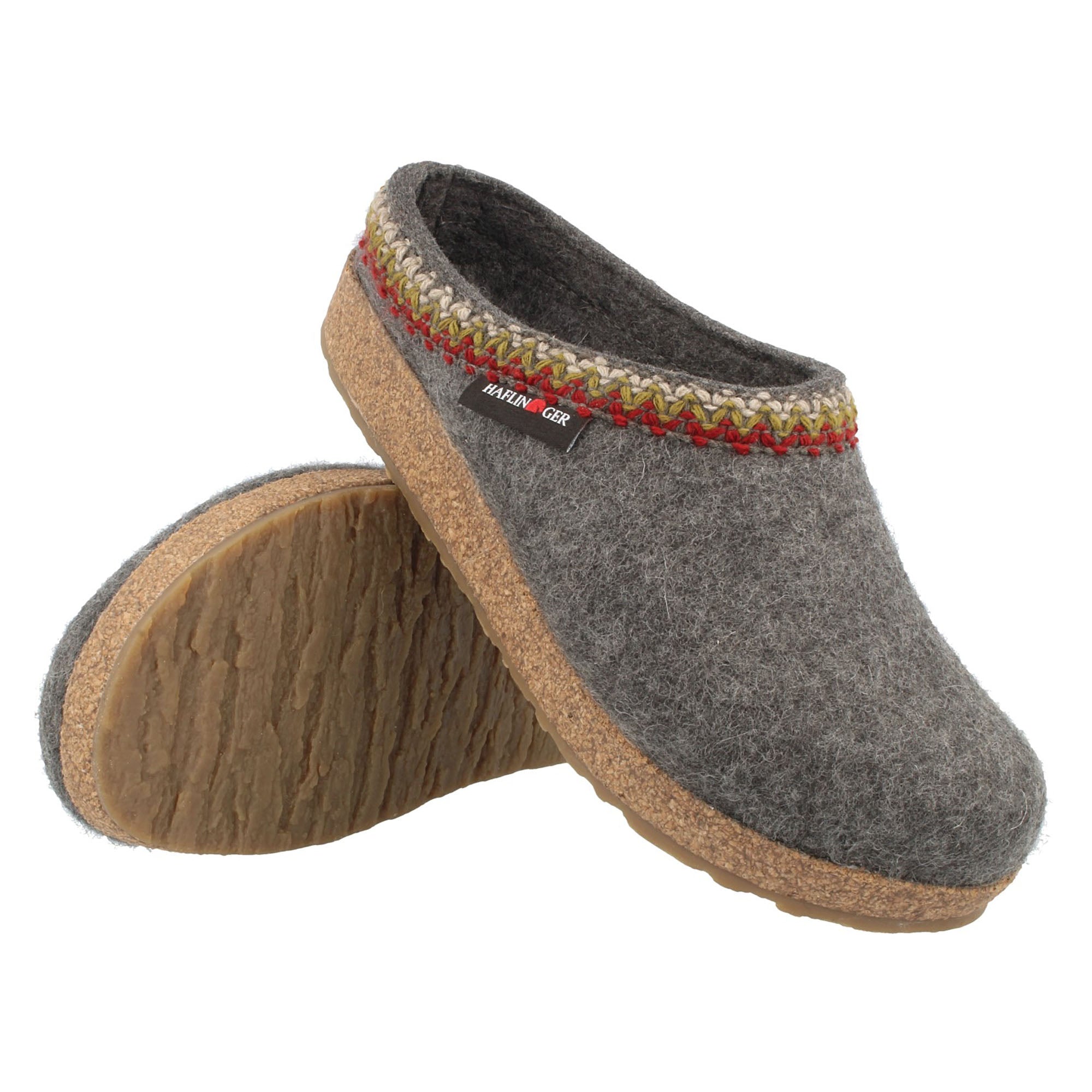 Haflinger ZigZag Clogs Wool Felt Slippers with Stylish Trim