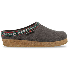 grey felt slipper with cork footbed made from haflinger
