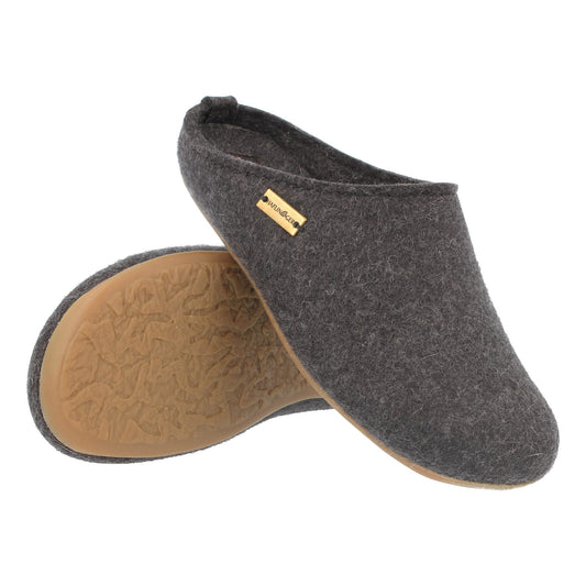 Haflinger Everst Fundus home slippers unisex dark grey rubber sole
