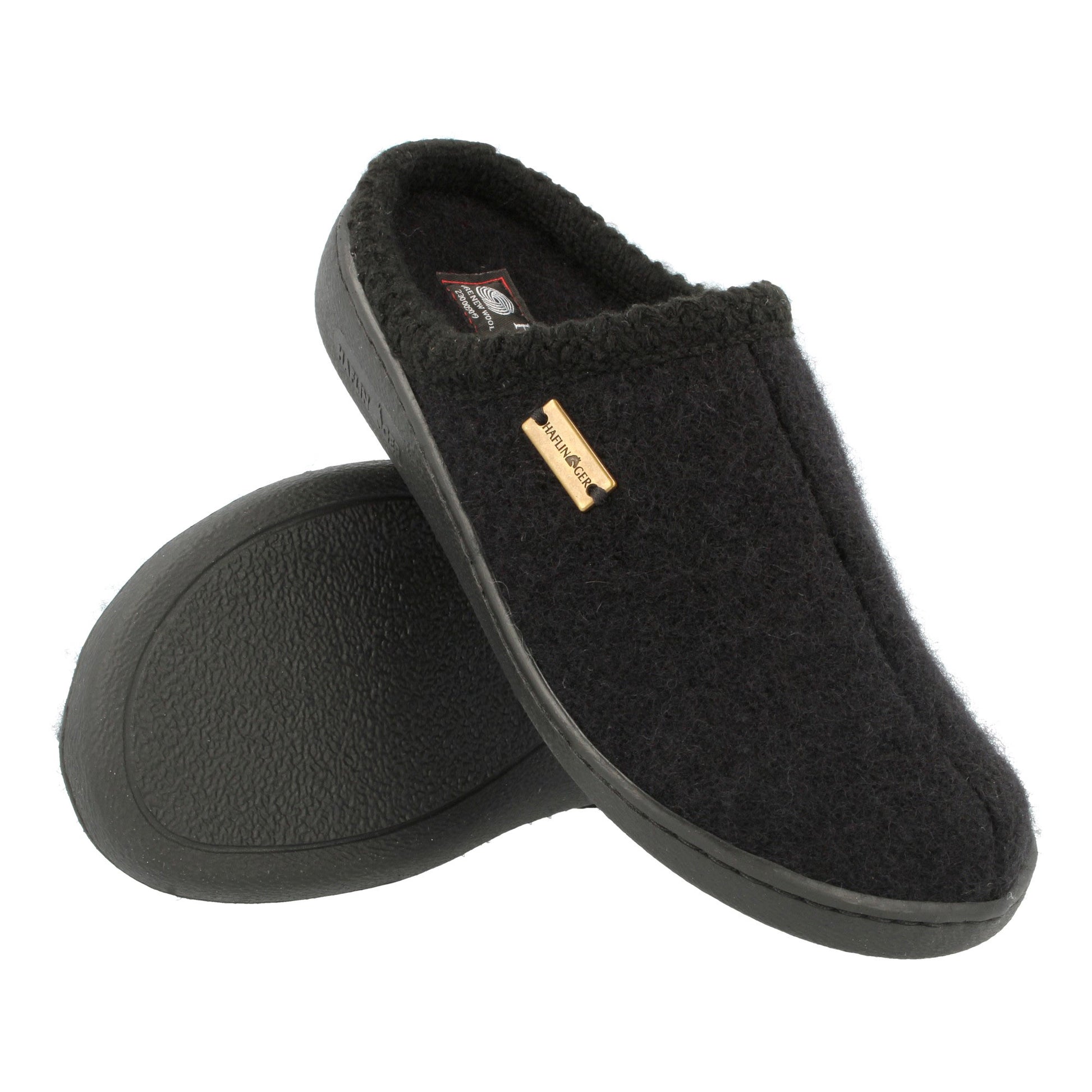Haflinger AT home slippers unisex hard sole wool black