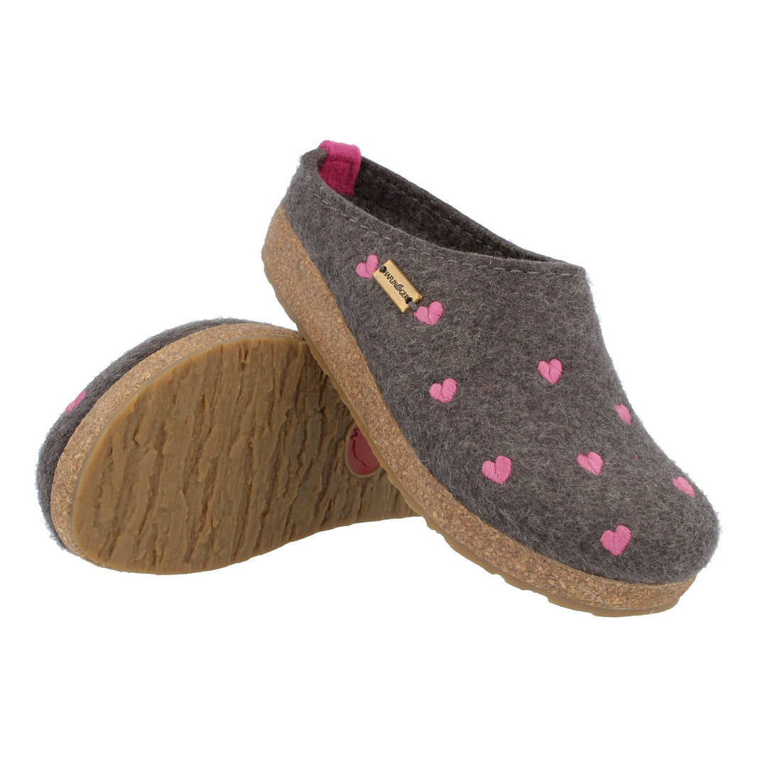 Haflinger dames pantoffels Grizzly Cuoricini 741031, grootte:40, kleur:Grijs Haflinger dames pantoffels Grizzly Cuoricini 741031, grootte:40, kleur:Grijs