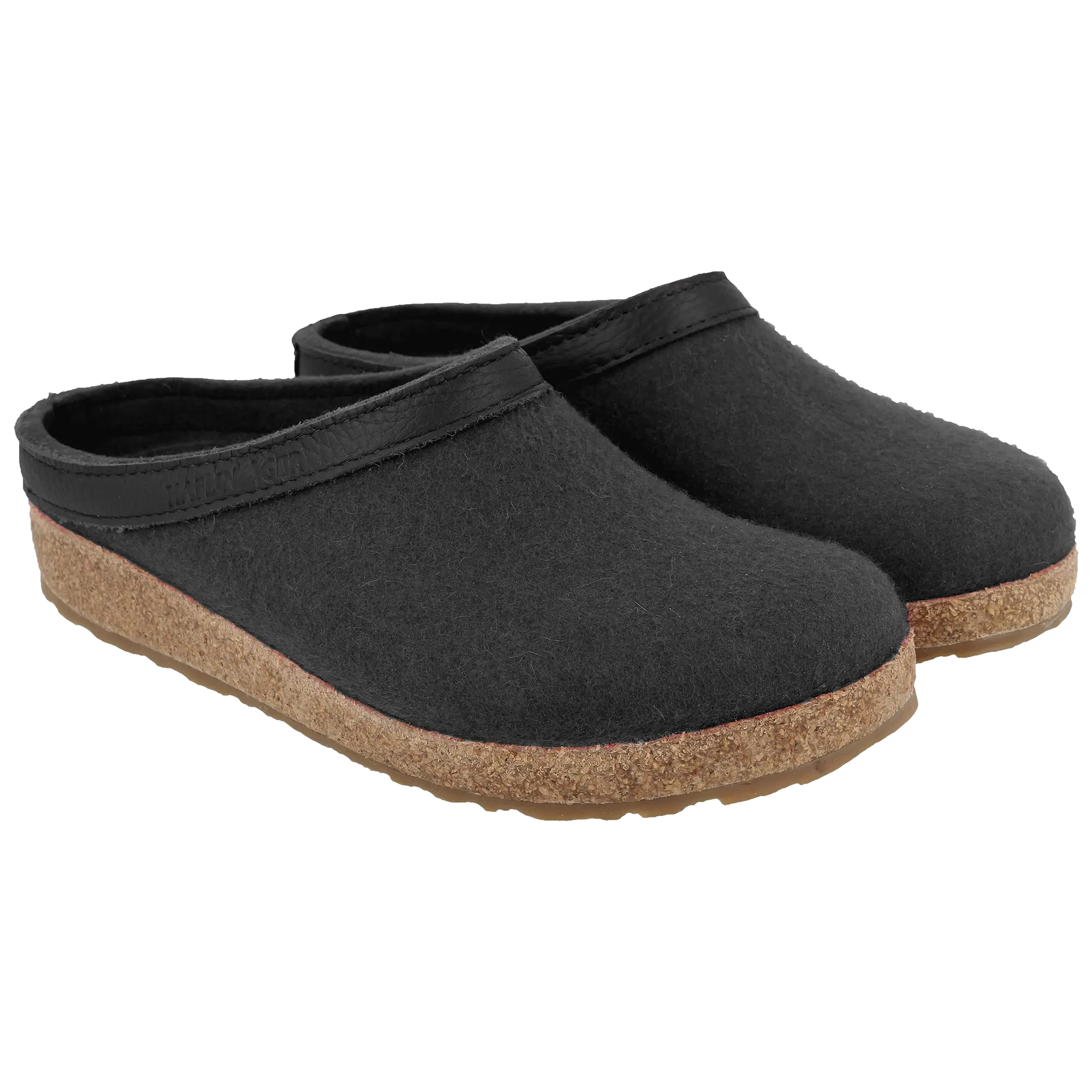 Haflinger GZL Grizzly Clogs – Wool Felt Slippers with Leather Trim ...